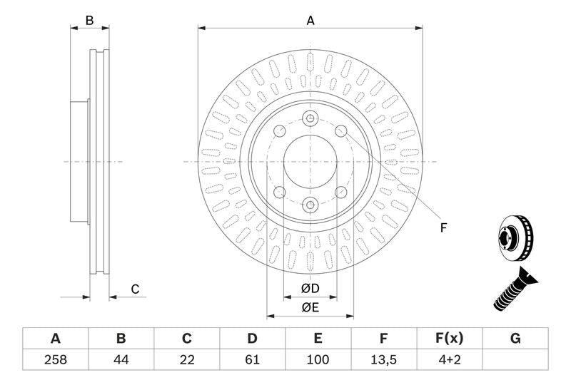 Bosch 0986479A86 Brake Disc - 5