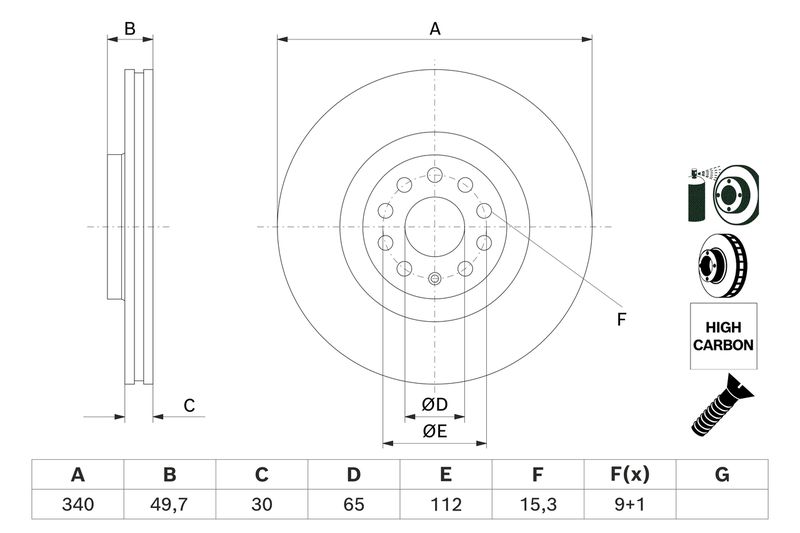Bosch 0986479C90 Brake Disc - 5