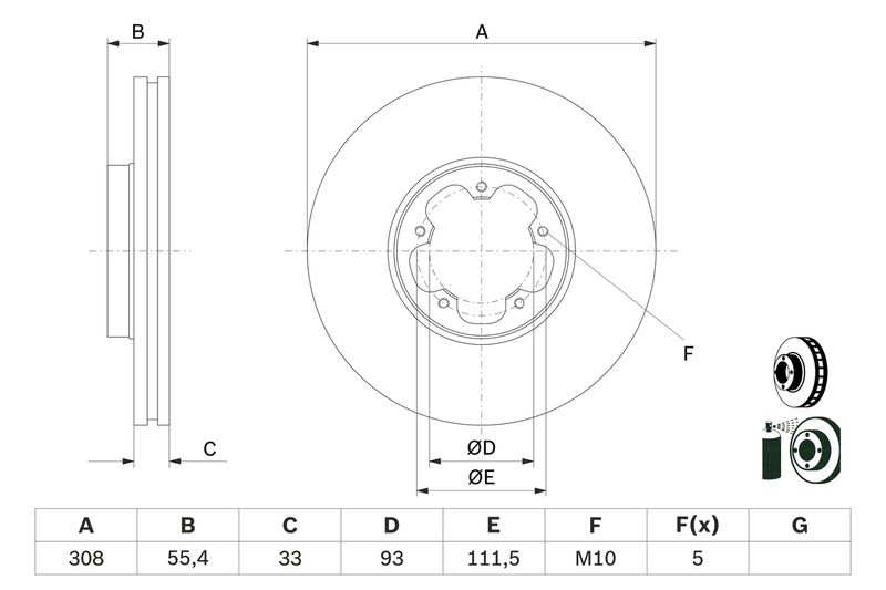 Bosch 0986479D40 Brake Disc - 1