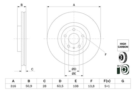 Bosch 0986479D46 Brake Disc - 5