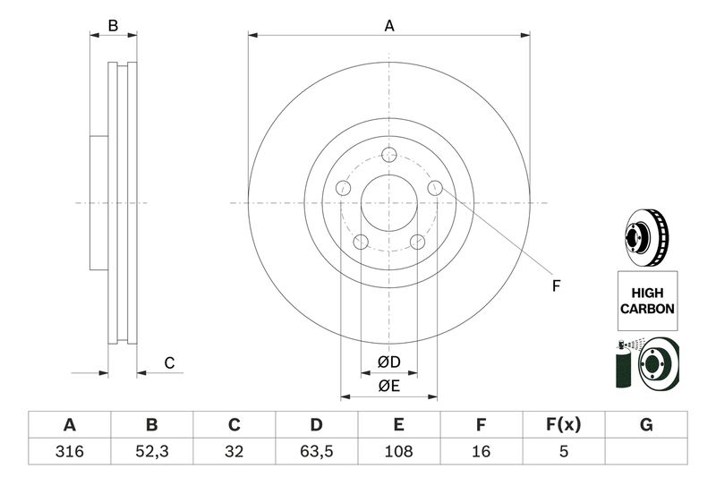 Bosch 0986479D48 Brake Disc - 5