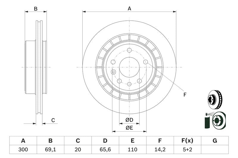 Bosch 0986479D49 Brake Disc - 5