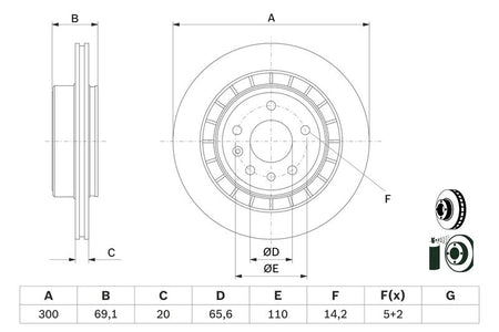 Bosch 0986479D49 Brake Disc - 5