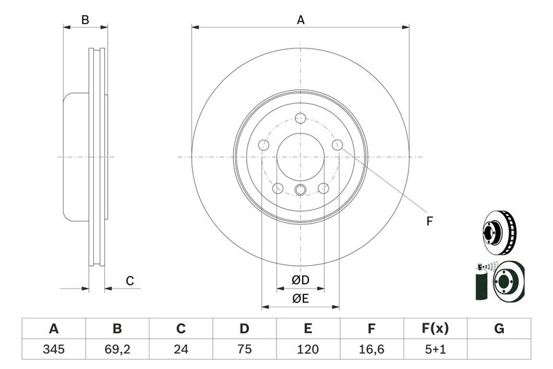 Bosch 0986479D59 Brake Disc - 5