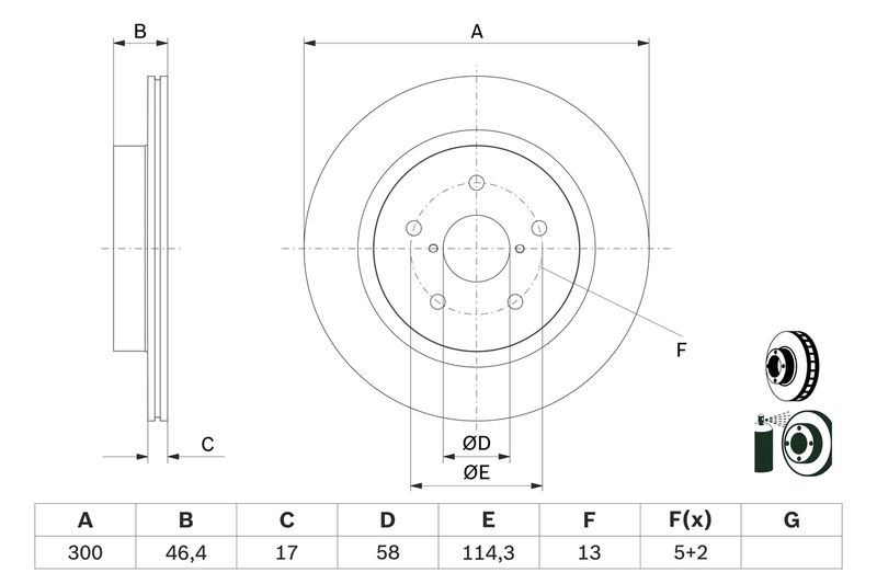 Bosch 0986479D64 Brake Disc - 5