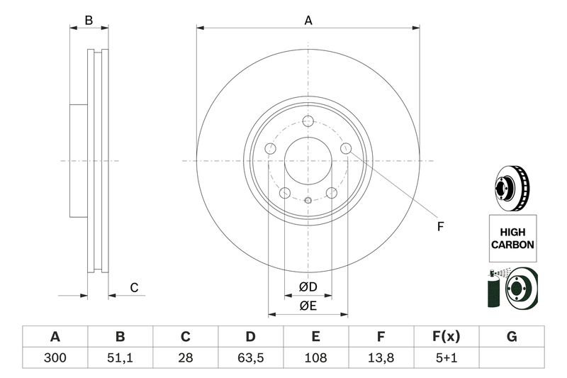 Bosch 0986479D85 Brake Disc - 5