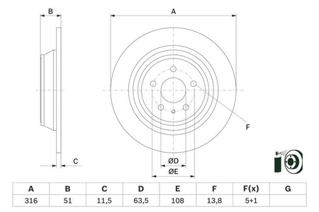 Bosch 0986479D86 Brake Disc - 5