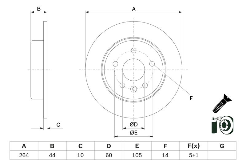 Bosch 0986479D89 Brake Disc - 5
