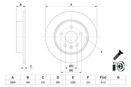 Bosch 0986479D89 Brake Disc - 5