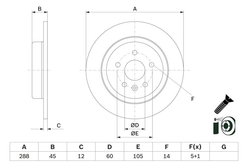 Bosch 0986479D90 Brake Disc - 5
