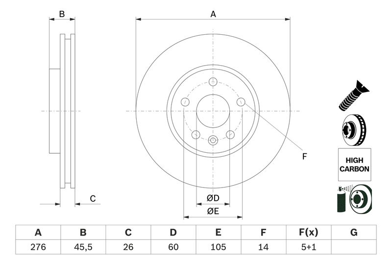 Bosch 0986479D92 Brake Disc - 5