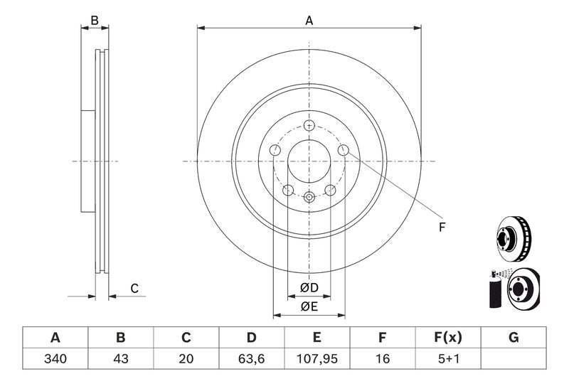 Bosch 0986479D97 Brake Disc - 5
