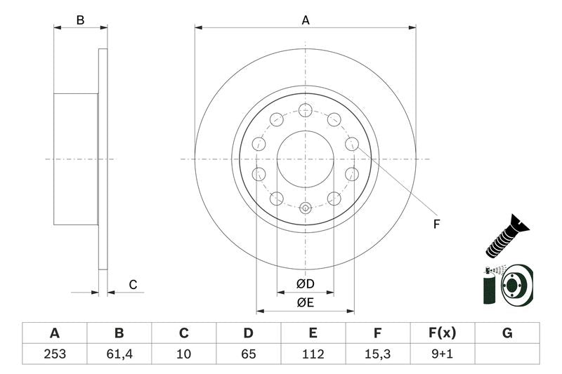 Bosch 0986479E00 Brake Disc - 1