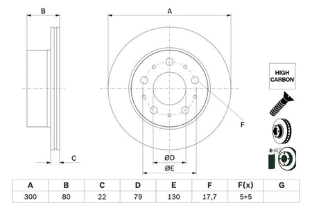 Bosch 0986479E02 Brake Disc - 1