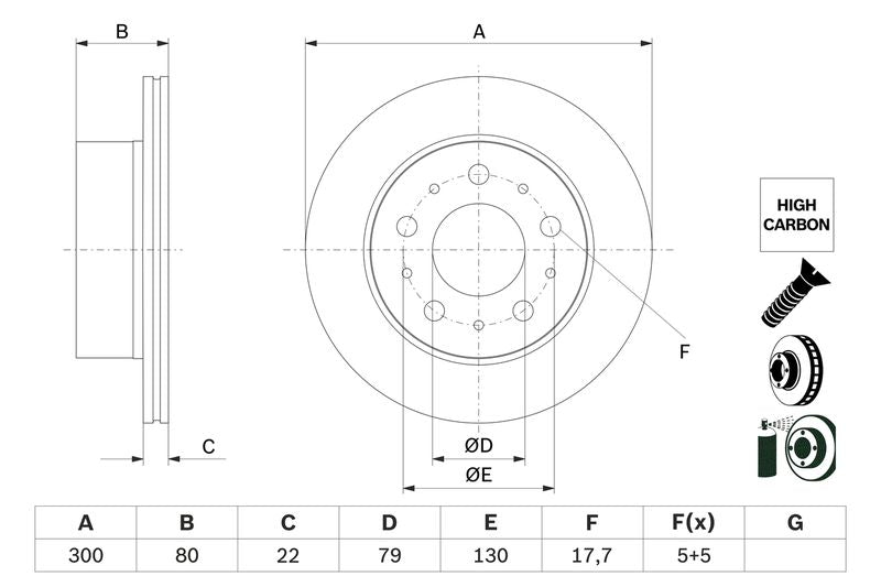 Bosch 0986479E02 Brake Disc - 1