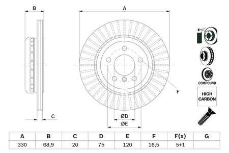 Bosch 0986479E04 Brake Disc - 5