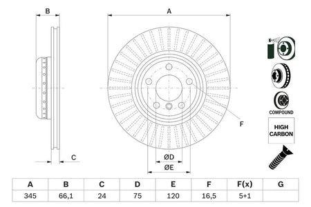 Bosch 0986479E06 Brake Disc - 5