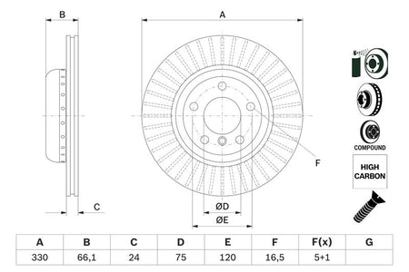 Bosch 0986479E07 Brake Disc - 5