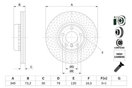Bosch 0986479E11 Brake Disc - 5