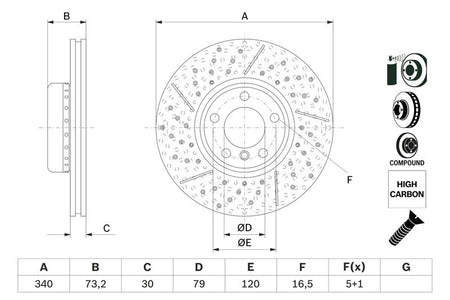Bosch 0986479E12 Brake Disc - 5