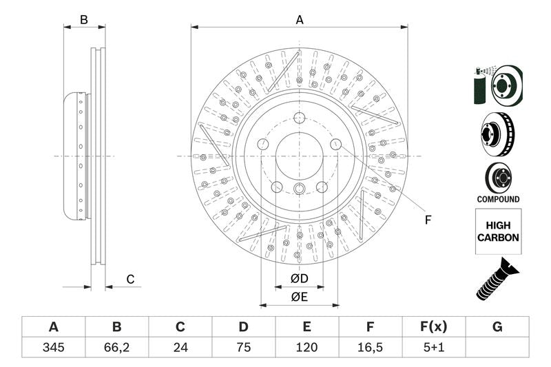 Bosch 0986479E15 Brake Disc - 5