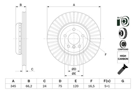 Bosch 0986479E17 Brake Disc - 5