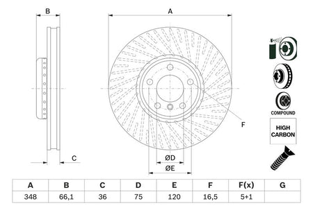 Bosch 0986479E18 Brake Disc - 1