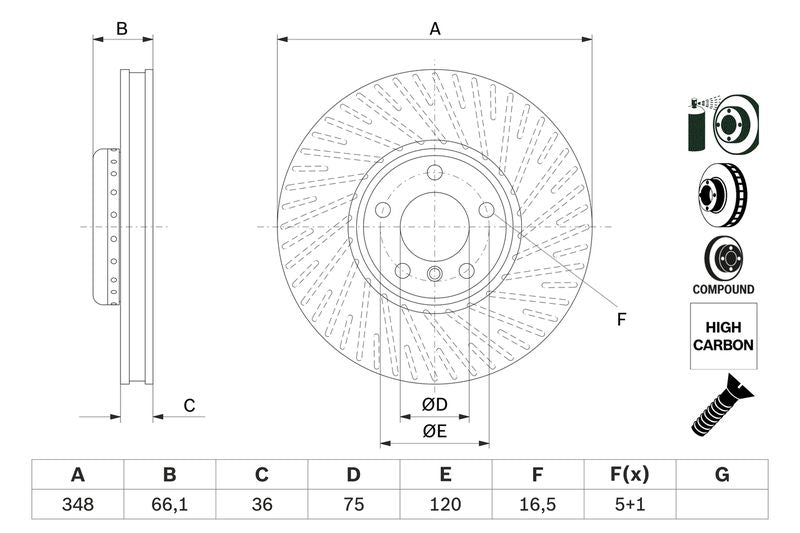 Bosch 0986479E18 Brake Disc - 1