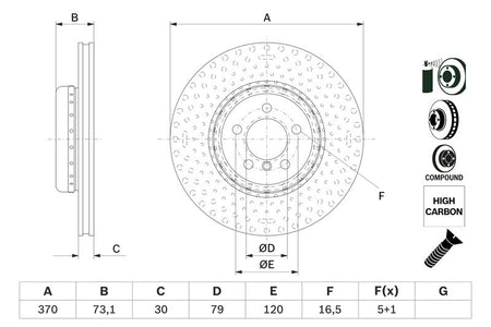 Bosch 0986479E21 Brake Disc - 1