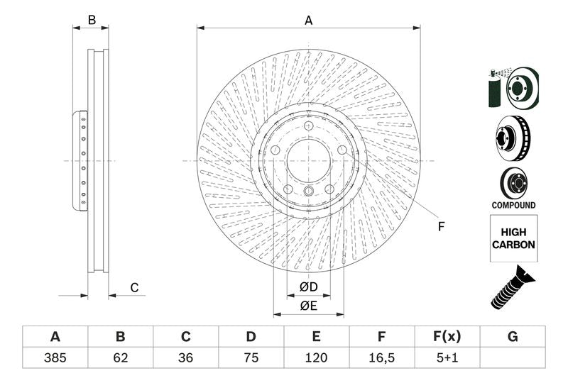 Bosch 0986479E26 Brake Disc - 5