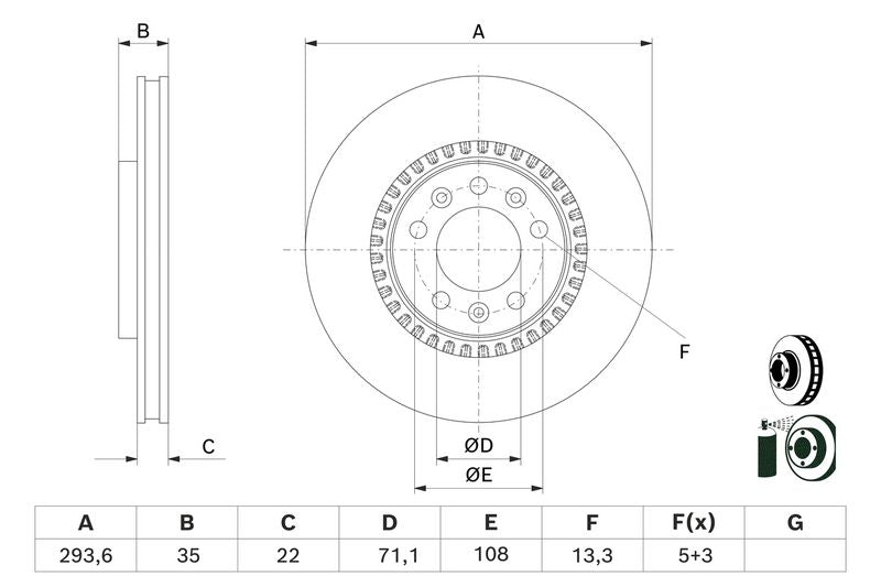 Bosch 0986479E32 Brake Disc - 5