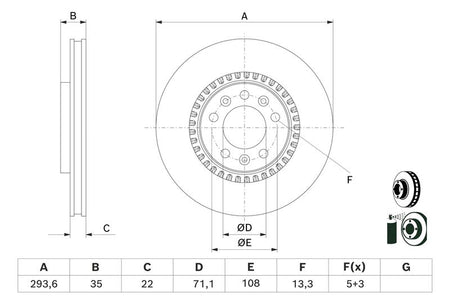 Bosch 0986479E32 Brake Disc - 5