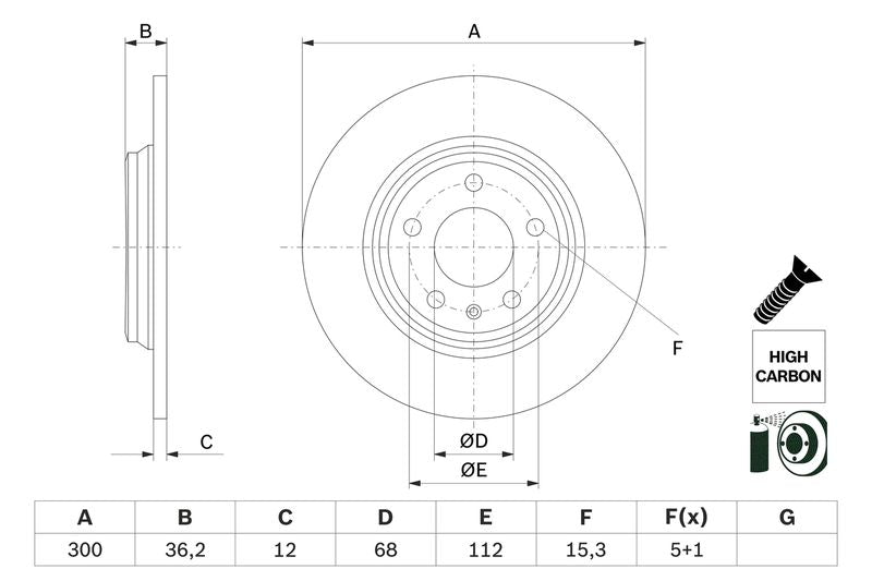 Bosch 0986479E33 Brake Disc - 1