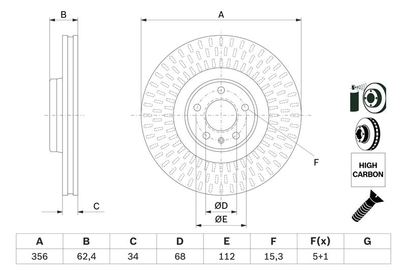 Bosch 0986479E39 Brake Disc - 5