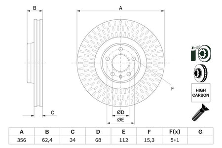 Bosch 0986479E39 Brake Disc - 5
