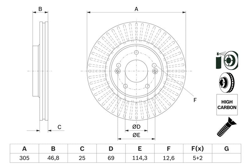 Bosch 0986479E42 Brake Disc - 5