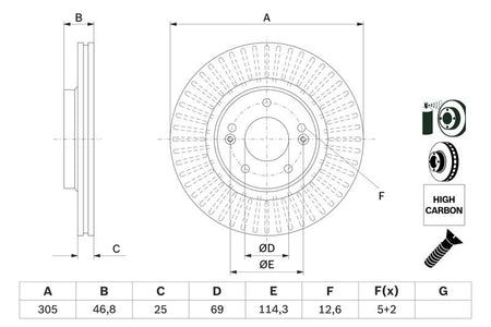Bosch 0986479E42 Brake Disc - 5