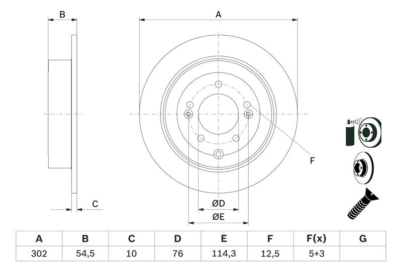 Bosch 0986479E43 Brake Disc - 5