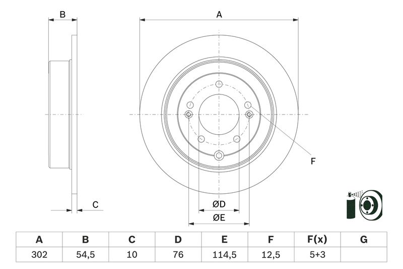 Bosch 0986479E45 Brake Disc - 1