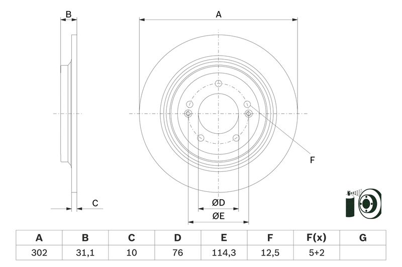Bosch 0986479E46 Brake Disc - 5
