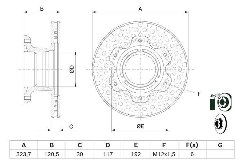 Bosch 0986479E48 Brake Disc - 5
