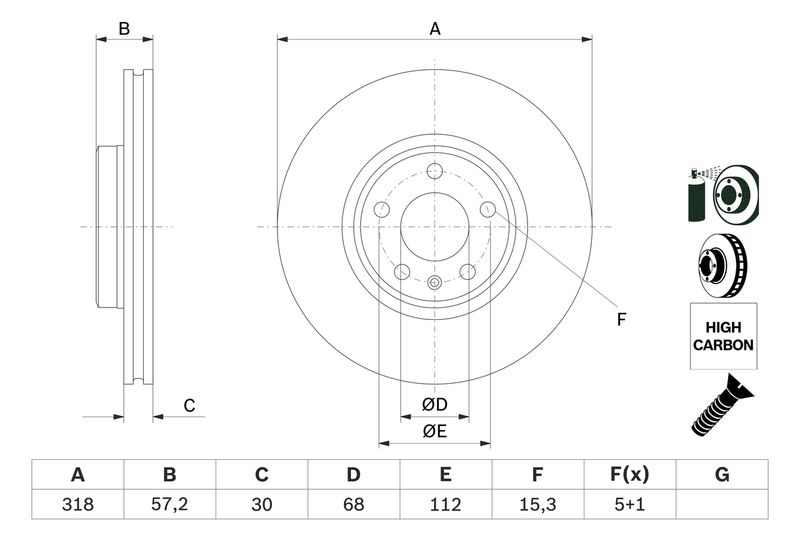 Bosch 0986479E49 Brake Disc - 1
