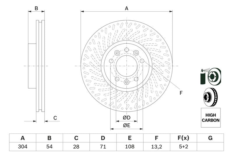 Bosch 0986479E52 Brake Disc - 5