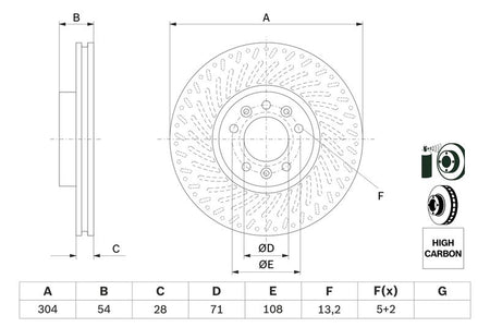 Bosch 0986479E52 Brake Disc - 5