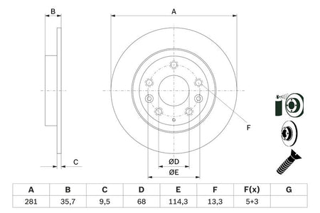 Bosch 0986479E55 Brake Disc - 1