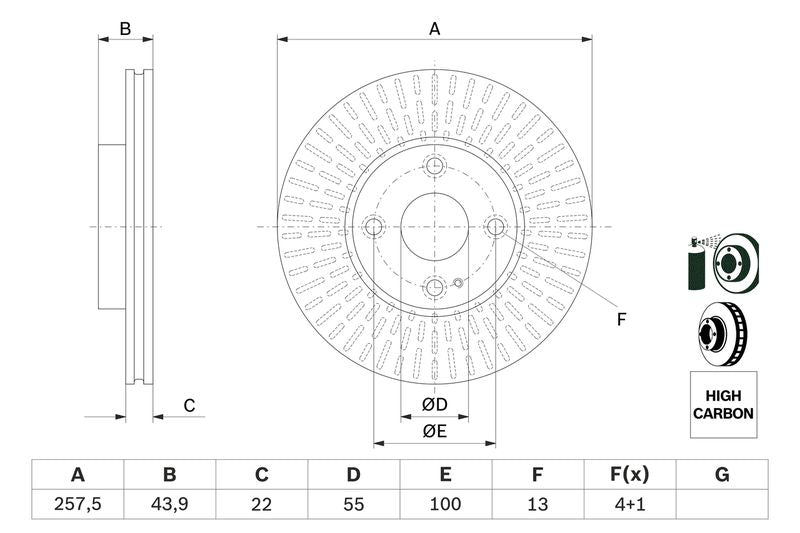 Bosch 0986479E56 Brake Disc - 1