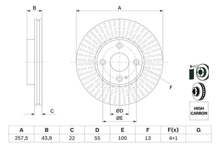 Bosch 0986479E56 Brake Disc - 1