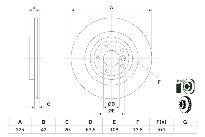 Bosch 0986479E61 Brake Disc - 1