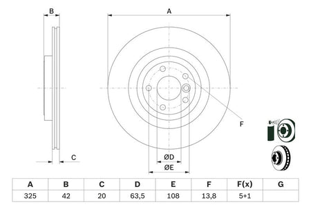 Bosch 0986479E61 Brake Disc - 1