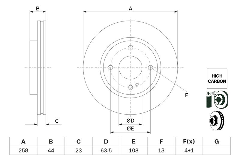 Bosch 0986479E80 Brake Disc - 1